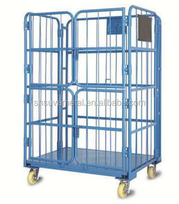 Chariot logistique à chariot de stockage, conteneur de cage de petit pain avec 4 portes/cage de roulement de conteneur