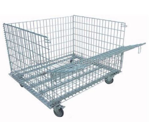 Le stockage de fil verrouillable de boîte de maille met en cage la cage de roulement de stockage en métal de récipient d'entreposage de poubelle en métal