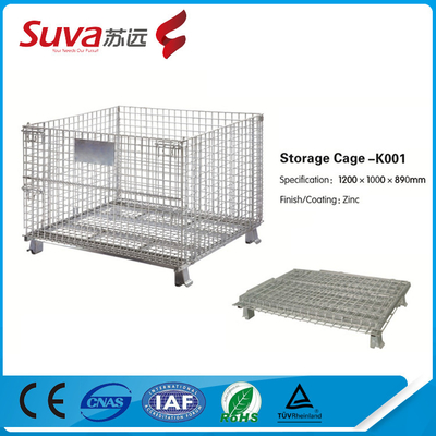 cages pliables de stockage en métal de charnière de soudage par points de cage portative pliante pliable en spirale de stockage