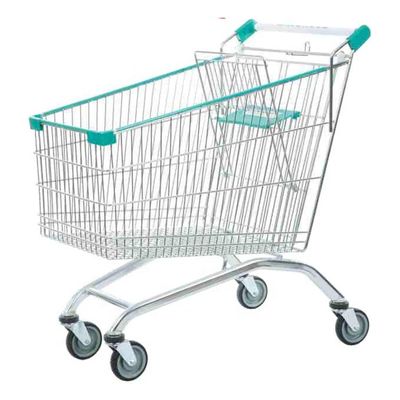 Les paniers à provisions faits sur commande réutilisables promotionnels vendent le chariot au détail à achats en métal de 4 roues