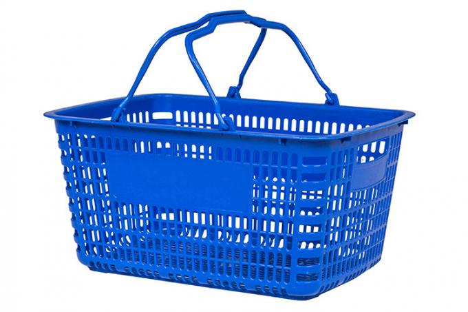 Panier en plastique d'achats de poignée d'épicerie de supermarché de conception