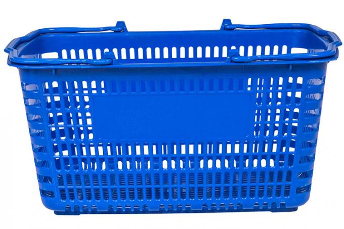 Panier en plastique d'achats de poignée d'épicerie de supermarché de conception